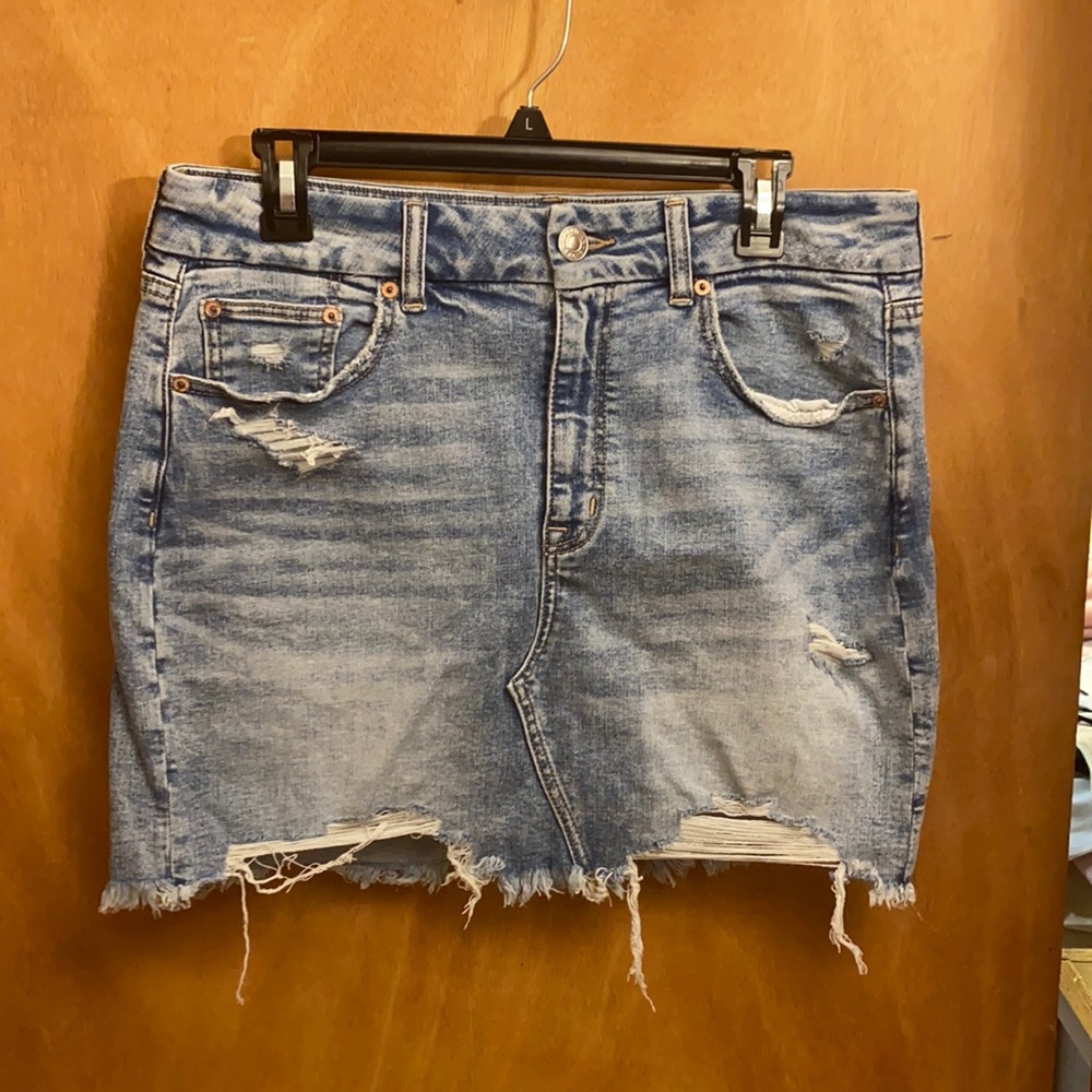 AE Curvy High Rise Denim Mini Skirt sz 12
